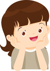 children relaxed sitting with hands on cheek and thinking