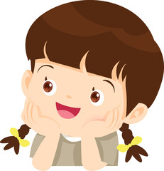 children relaxed sitting with hands on cheek and thinking