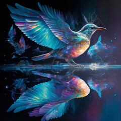 Fototapeta premium colorful bird reflection