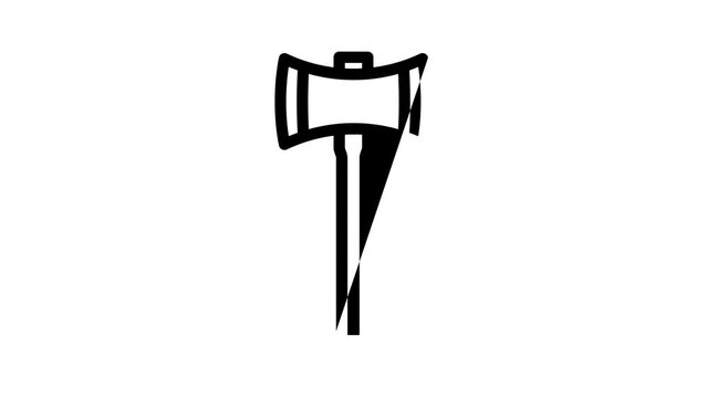 double bit axe blade line icon animation