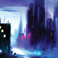 Expressive Vector Cyberpunk  City 66