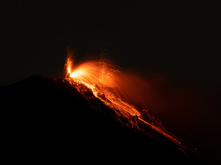 Stromboli eruption at night