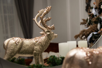 golden New Year's deer in a New Year's location
