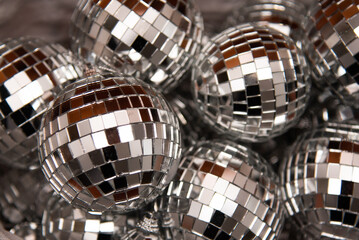   a silver mirror Christmas balls