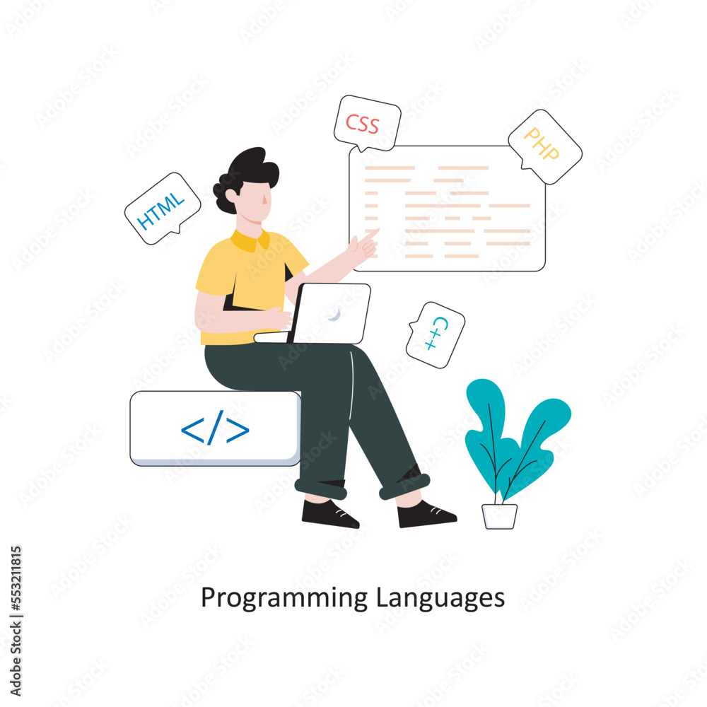 Poster programming languages flat style design vector illustration. stock illustration