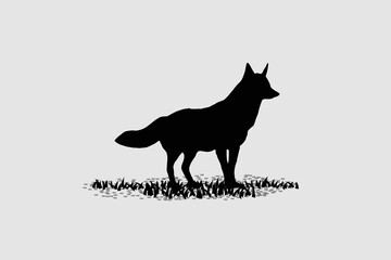 Vector fox shape shadow or fox logo icon, minimal fox,