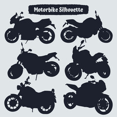 Collection of modern motorbike silhouettes vector