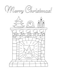 Coloring Page : Merry Christmas, New Year.  The Perfect Addition to Handmade Christmas Cards: Coloring Pages. Make Your Christmas Gifts Special