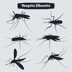 Collection of animal mosquito silhouettes vector