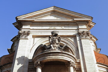 Sant'Andrea al Quirinale Church Facade Close Up in Rome, Italy
