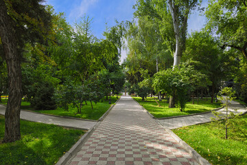 Panfilov park alley, Bishkek, Kyrgyzstan