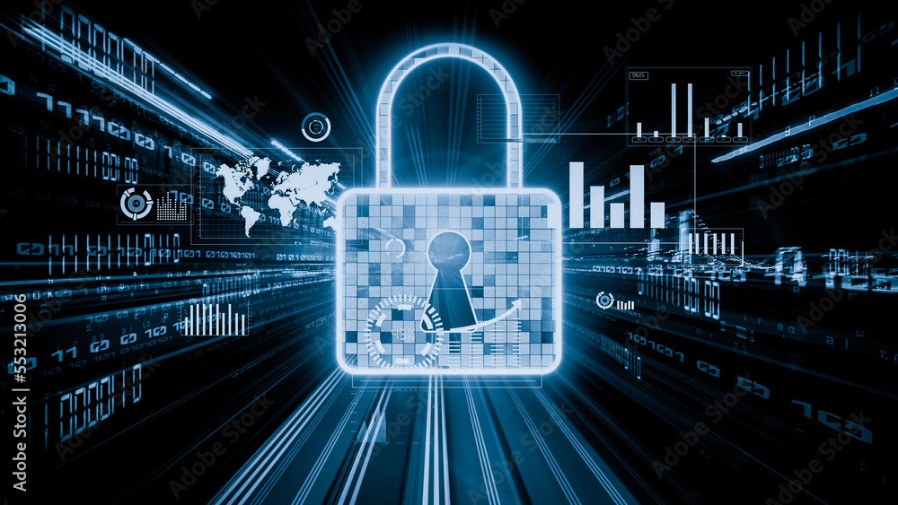 Poster cyber security and online data protection with tacit secured encryption software . concept of smart 