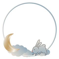 Winter New Year Christmas Magic Cute Rabbit Hare Bunny Vintage Frame Border Symbol Element Icon PNG Design Decoration Sign Abstract Cartoon Doodle Rabbit Element