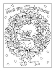 Christmas wreaths and garlands coloring pages