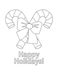 Christmas Candy Cane Coloring Page, christmas coloring pages, merry decorated candy cane