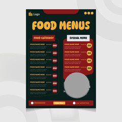 Food menu page Flyer design template