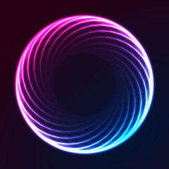 Blue purple glowing neon circle abstract futuristic background. Technology concept vector design