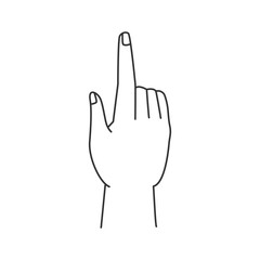 Obraz premium Hand gesture with forefinger index finger pointing up or showing direction. Choose or directing attention, non verbal communication. Vector in flat style, outline icon