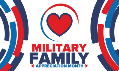 National Military Family Month in United States. Celebrate annual in November. Thank you for military family. Patriotic american elements. Poster, card, banner, background. Vector illustration