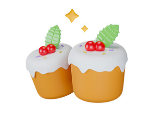 3D Christmas new year ornament decor objects icon isolate background. 3D render illustration