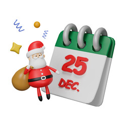 3D Christmas new year ornament decor objects icon isolate background. 3D render illustration