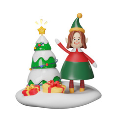 3D Christmas new year ornament decor objects icon isolate background. 3D render illustration