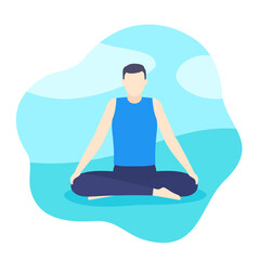yoga, man meditates in park