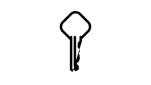 ordinary house key line icon animation