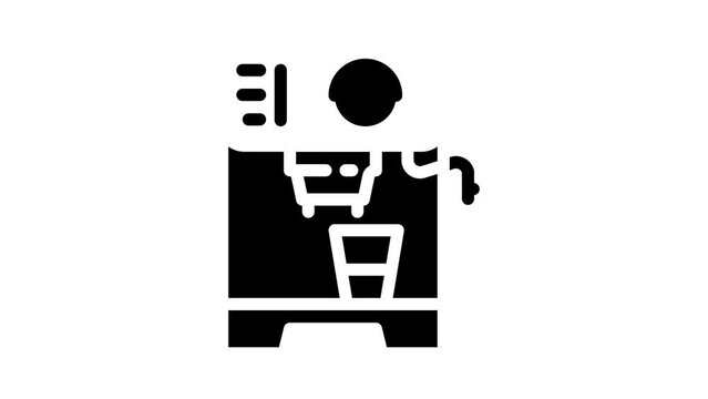 professional coffee machine glyph icon animation