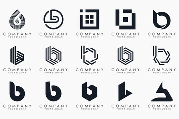 Set of creative letter B logo design template. icons for business of luxury, elegant, simple.