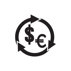 Increase or decrease in dollar or euro currency,icon vector illustration design