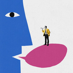 Big brother. Conceptual contemporary art collage. Ideas, imagination, surrealism, cubism. Concept...