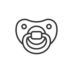 Baby pacifier line icon on white background. Editable stroke.