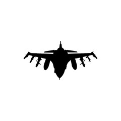 Jet fighter icon. Simple style no war poster background symbol. Jet fighter brand logo design element. Jet fighter t-shirt printing. Vector for sticker.