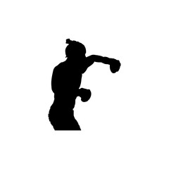 Fototapeta na wymiar Woman kickboxer icon. Simple style woman kickboxing tournament poster background symbol. Woman kickboxer brand logo design element. Woman kickboxer t-shirt printing. vector for sticker.