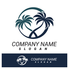 Palm tree summer logo template