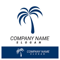 Obraz premium Palm tree summer logo template