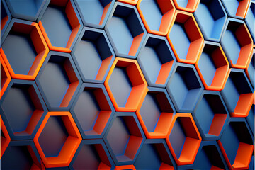 Obraz premium Honeycomb lacquered background in blue and orange with a modern style