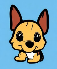 Cute corgi puppy sitting cartoon icon, illustration Generative AI
