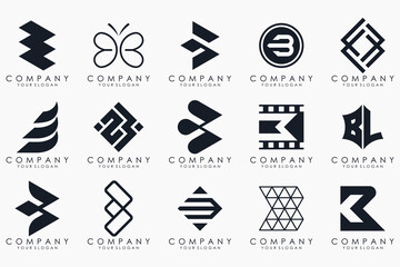 abstract letter B logo icon set. design for business of luxury, elegant, simple.