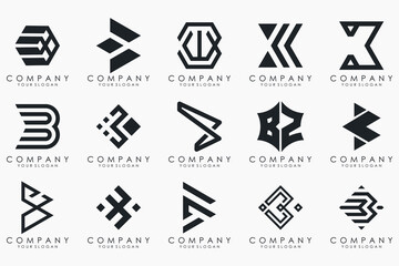 abstract letter B logo icon set. design for business of luxury, elegant, simple.