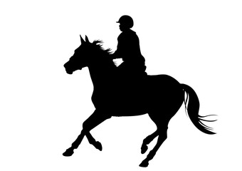 Fototapeta na wymiar Graphics design silhouette horse racing woman for race isolated white background vector illustration