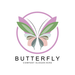 Butterfly Logo Design, Beautiful Flying Animal, Company Brand Icon Illustration, Screen Printing, Salon