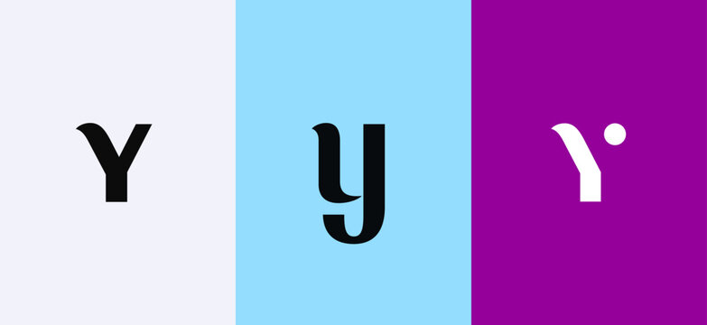 Set of letter Y minimal logo icon design template elements