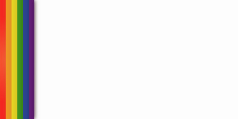 Abstract geometric red, orange, yellow, green, blue and purple ribbon lgbtq color isolated white background. Lgbt Pride History Month color background with copy space for text. Vector illustration