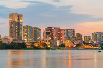 Fototapeta na wymiar Beautiful night at Ho Chi Minh City, cityscape in Vietnam