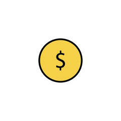Coin dollar vector simple icon