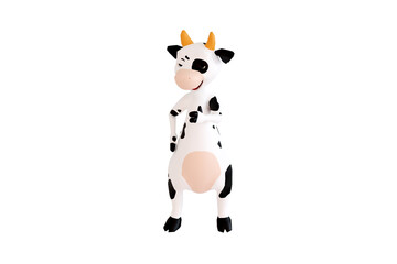 A cute cartoon cow standing on 2 legs created from a 3D program.