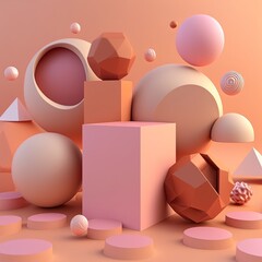 Abstract geometric shapes formation, light colors Generative AI