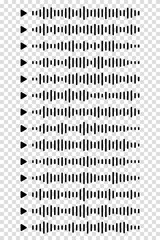 Audio wave. icon sound song. podcast set waves. Symbols on transparent isolated background. Voice message. Vector illustration. EQ